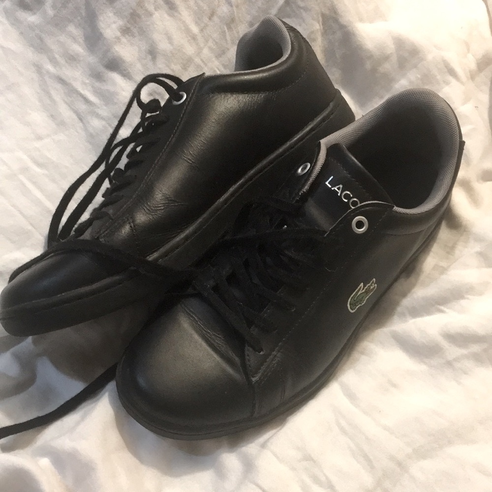Lacoste graduated black sneakers size 7.5 could wear as unisex